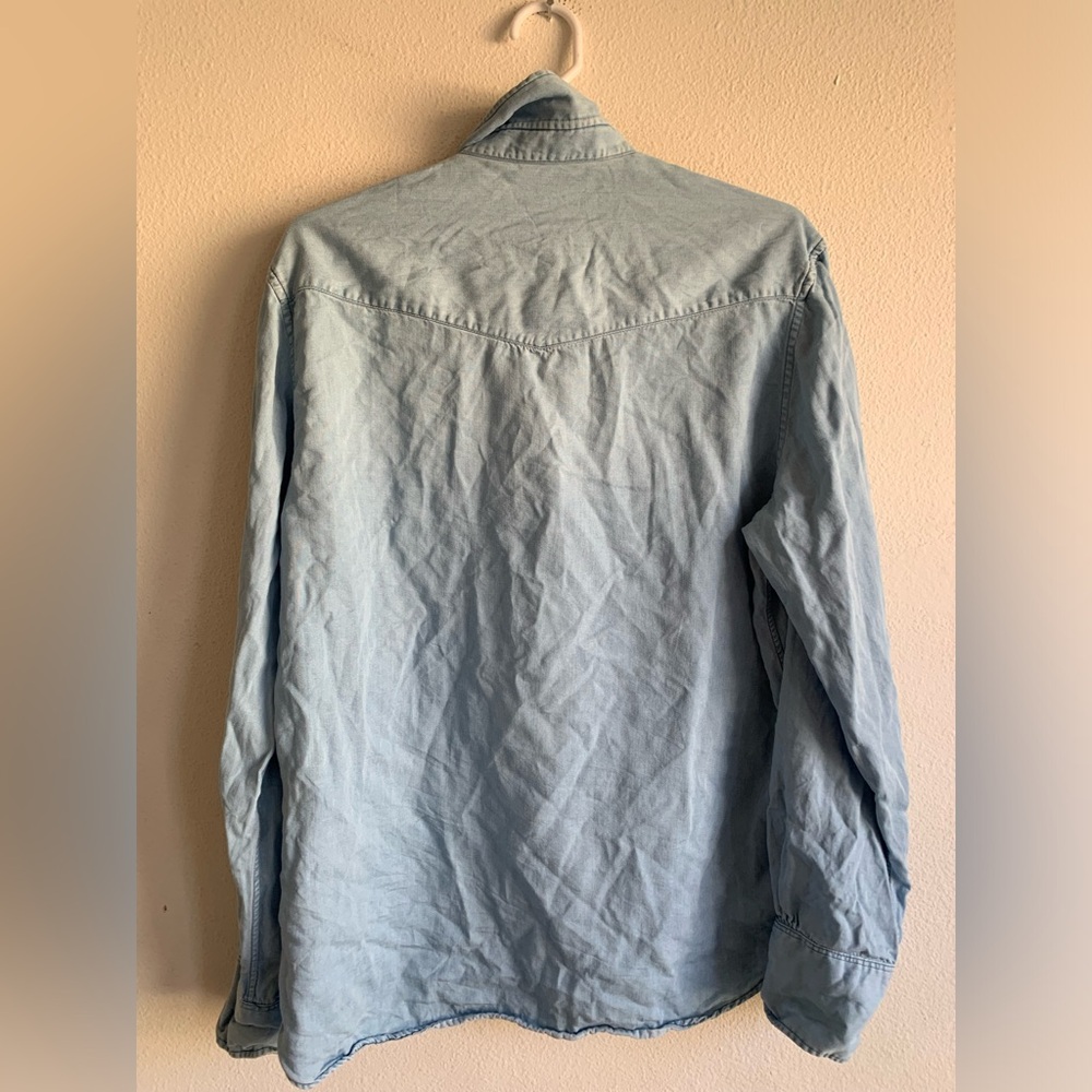 Officine Generale Medium Blue Men’s Button Up Jean Denim Shirt - Picture 2 of 7
